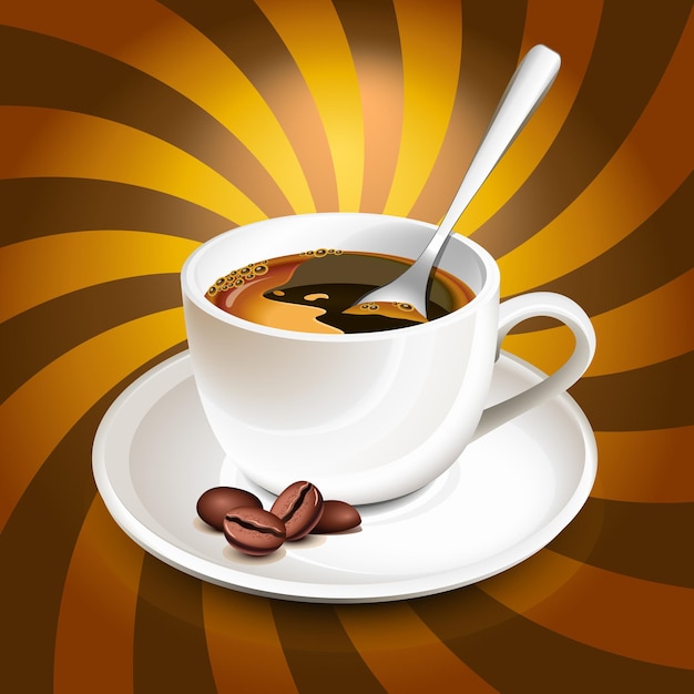 Taza de café sobre rayos