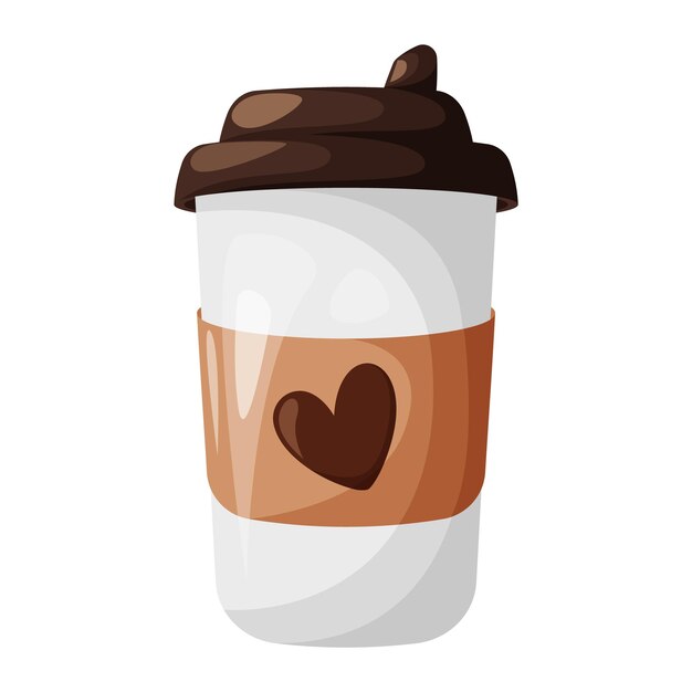 Taza de café con tapa Taza de papel desechable para ir Ilustración vectorial de dibujos animados de café perfumado