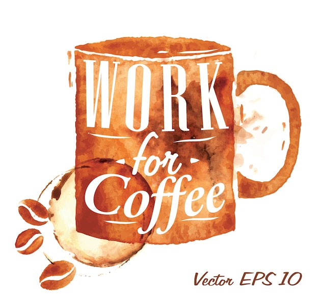 Vector taza de café, trabajo, para, café
