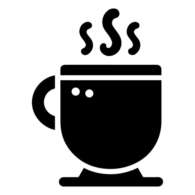Taza de café con vapor que se eleva Ilustración vectorial del icono del logotipo