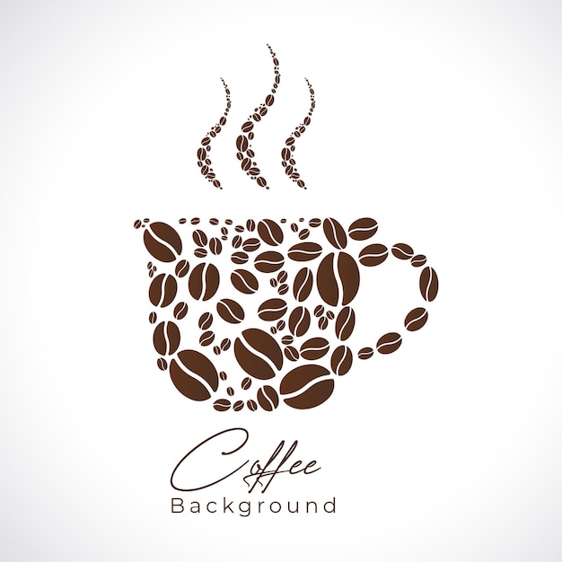taza de café con vector de grano de café