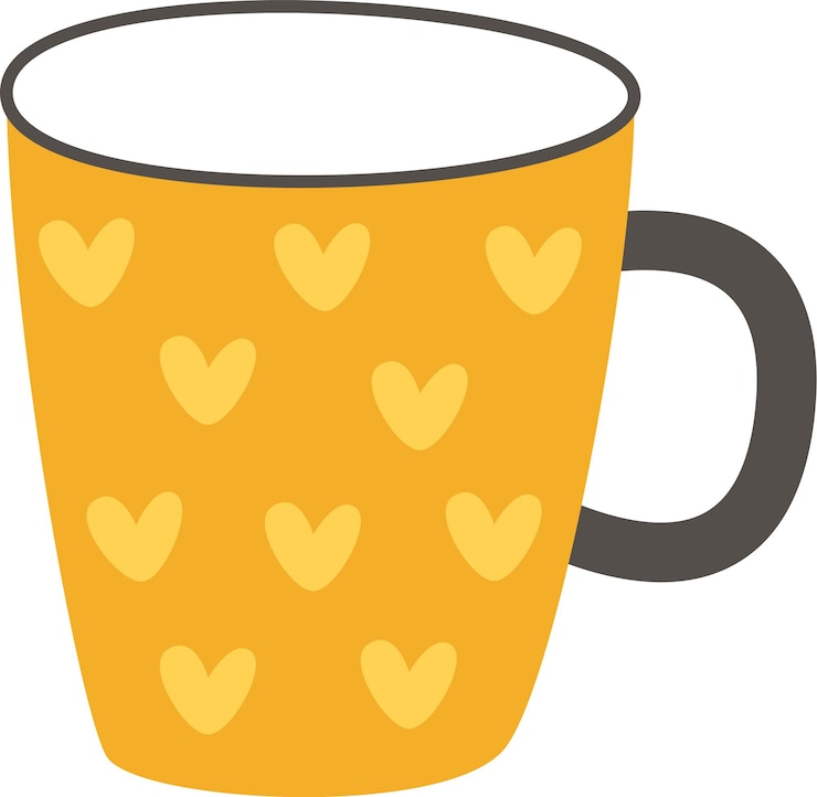Vector taza de cerámica con corazones