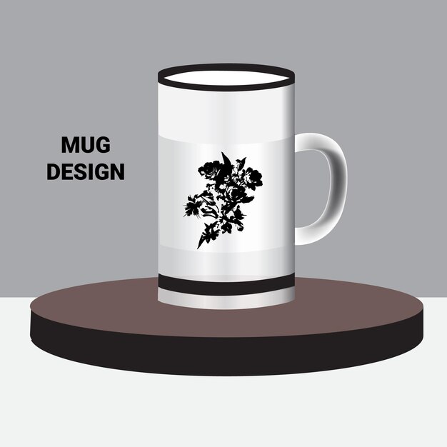 Taza de cerámica de plantilla blanca y limpia