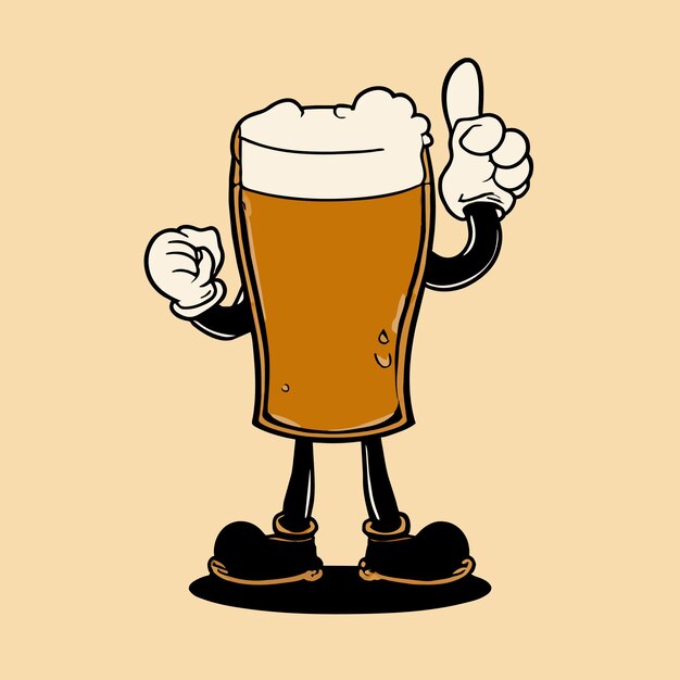 Vector taza de cerveza dibujada a mano plana elegante pegatina de dibujos animados icono concepto ilustración aislada