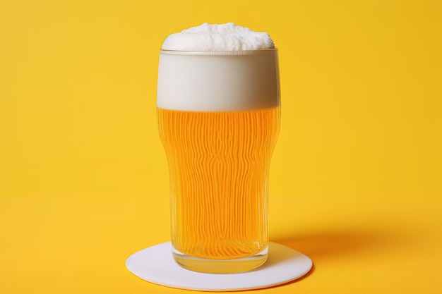 Vector una taza de cerveza fresca sobre un fondo blanco