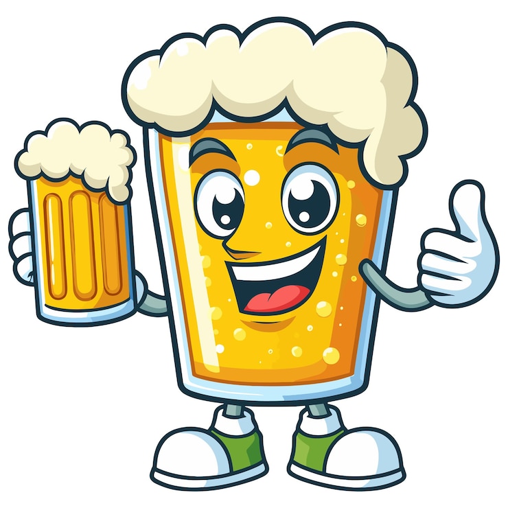 Vector una taza de cerveza que tiene un pulgar en el medio