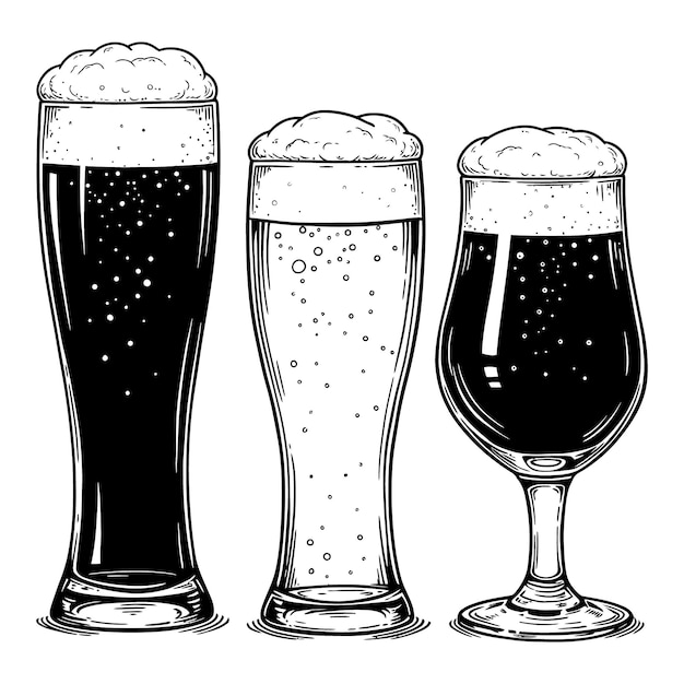 Taza de cerveza Siluetas en un fondo de color blanco Ilustración