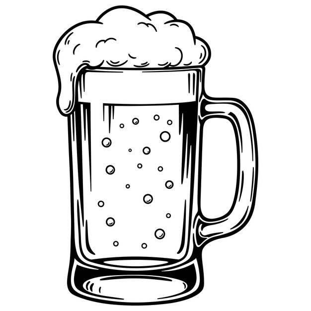Taza de cerveza Siluetas en un fondo de color blanco Ilustración