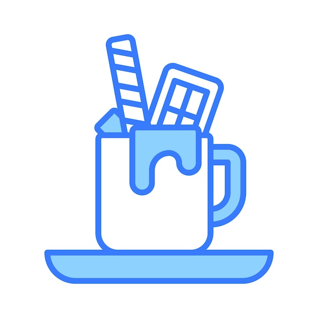 Una taza de chocolate caliente con waffle en estilo moderno listo para usar vector