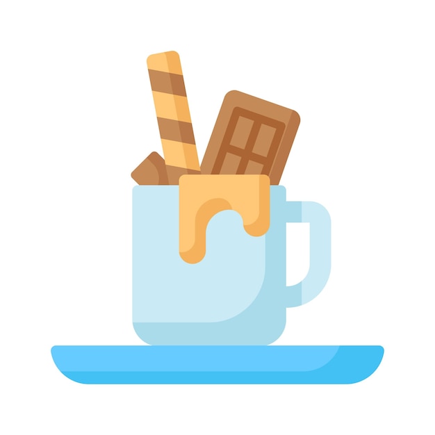 Una taza de chocolate caliente con waffle en estilo moderno listo para usar vector