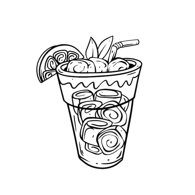 una taza con un dibujo de pescado y mariscos en ella