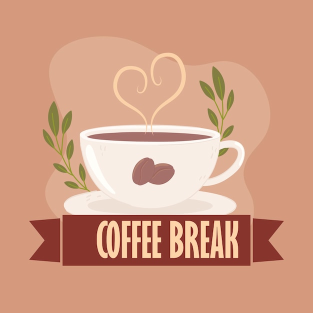 Vector taza y etiqueta de coffee break