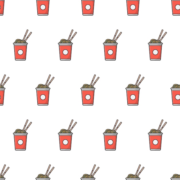 Taza De Fideos De Patrones Sin Fisuras. Ilustración de tema de comida de fideos orientales