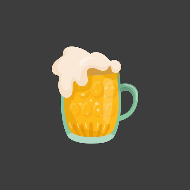 Taza grande de cerveza espumosa luz fresca vector