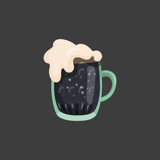 Taza grande de cerveza espumosa oscura fresca Vector