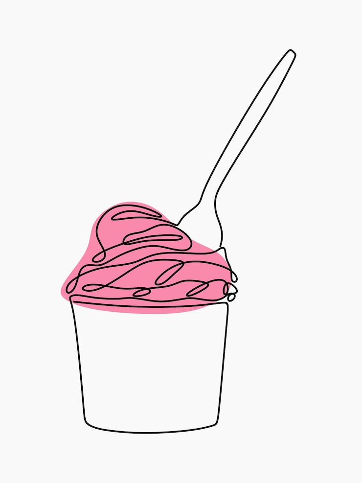 Vector taza de helado en línea arte de línea continua