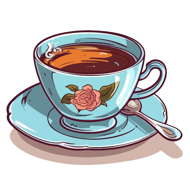 El Dibujo De Una Taza De Café Ilustraciones svg, vectoriales, clip art  vectorizado libre de derechos. Image 10436307