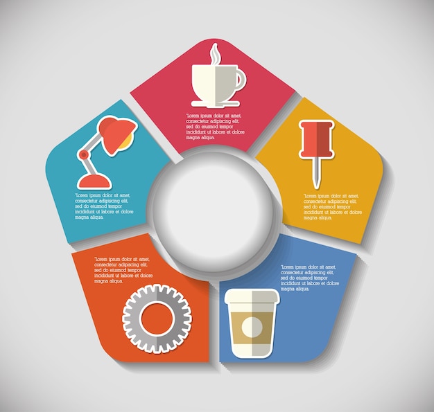 taza lámpara pin gear engranaje infografía icono de la oficina