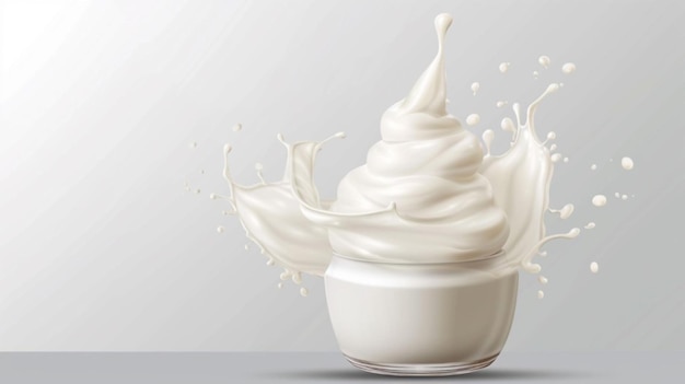 una taza de leche con las palabras " yogur " en ella