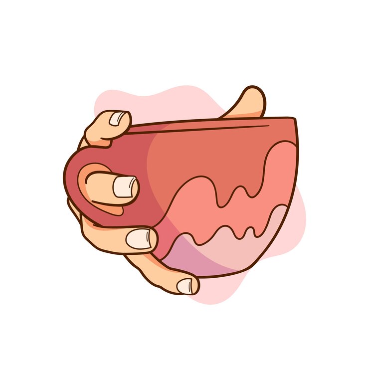 Vector una taza linda con la mano