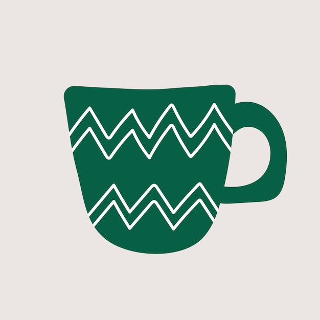 Taza linda taza verde ilustración de estilo de dibujos animados moderno para diseño gráfico