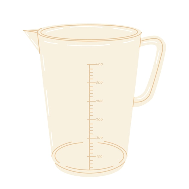Taza de medición para cocinar aislada sobre un fondo blanco utensilios de cocina