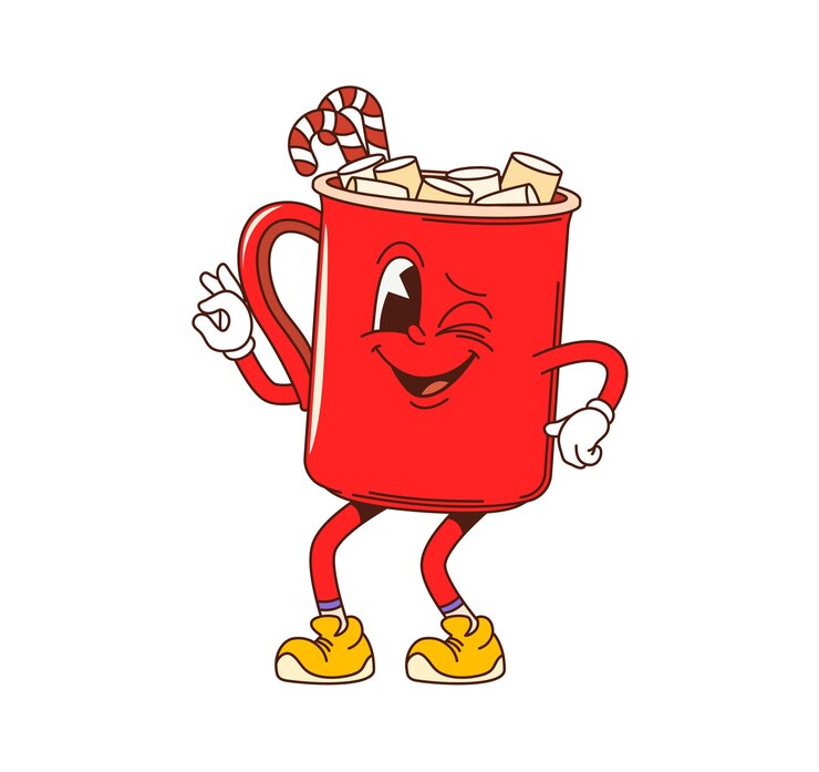 Vector taza de navidad con malvavisco de dibujos animados