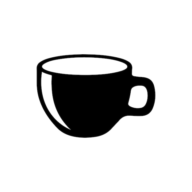 Una taza negra con fondo blanco