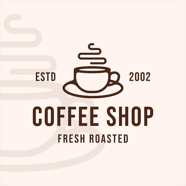 Taza o taza de café logo línea arte vintage vector ilustración plantilla icono diseño gráfico. bebida o signo o símbolo de bebida para negocios