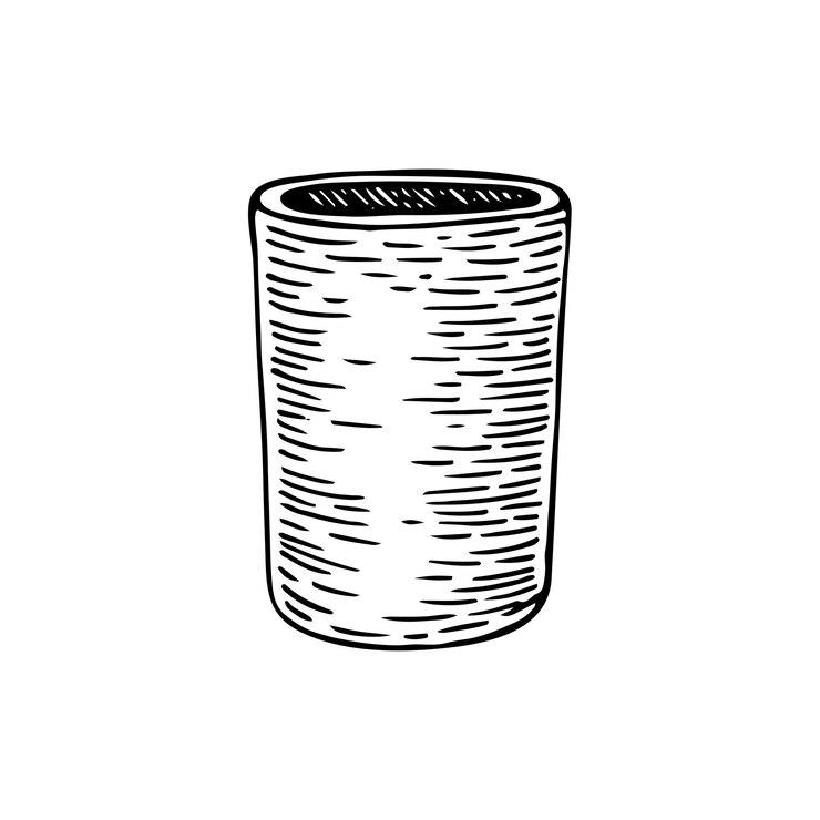 Vector taza de oficina para boceto de lápices arte de línea de artículo de papelería ilustración de vector de garabato dibujado a mano