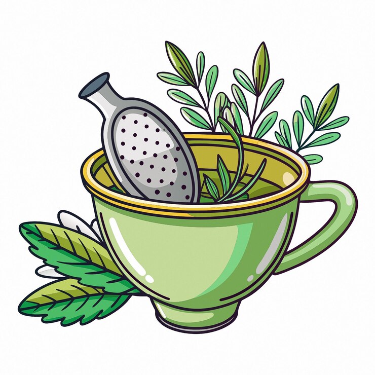 Vector una taza con una planta verde y un grifo con un rociador en ella