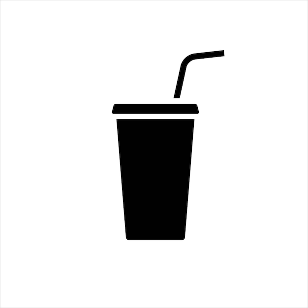 Taza de refrescos con vector de paja icono plano simple Elemento para concepto de película de cine