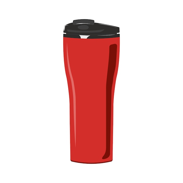 Vector taza reutilizable taza termo roja taza termo roja reducir los residuos plásticos alternativa saludable vector illus