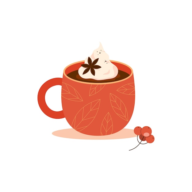 Taza roja de café caliente