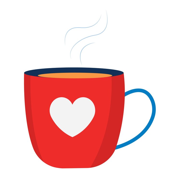 una taza roja con un corazón en ella que dice amor