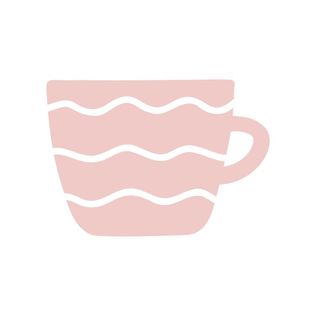 Taza rosa icono vectorial aislado Taza clipart de objeto único con mango Diseño de color plano