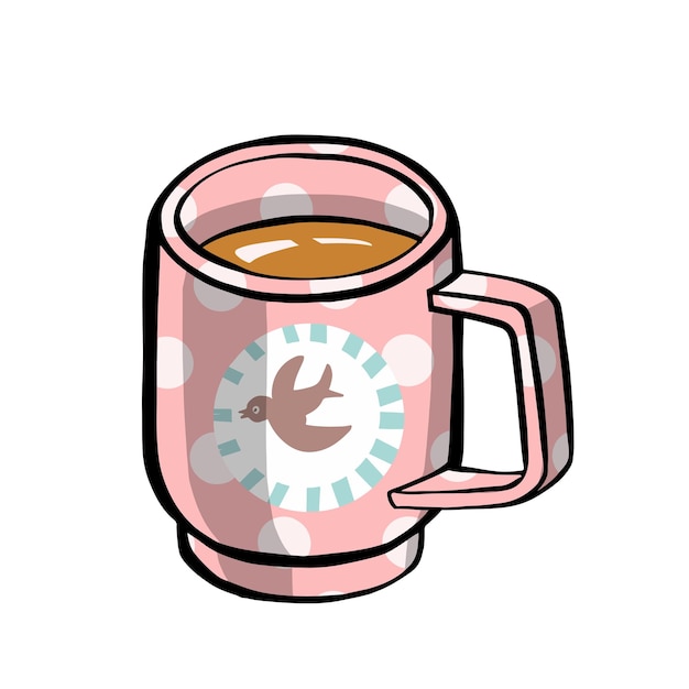 Taza taza de té para el desayuno aislado en vector de fondo blanco