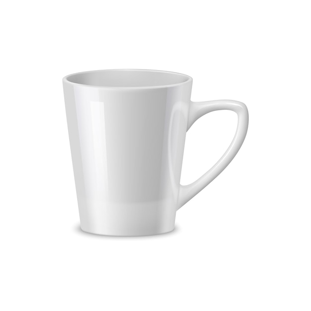 Taza de té cónica de cerámica blanca y realista para la taza de café
