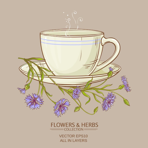 Vector taza de té de flor de maíz