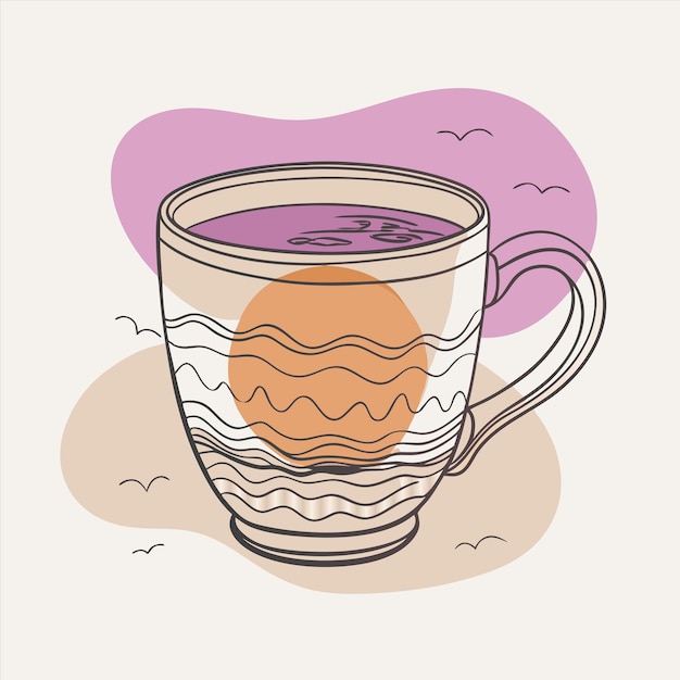 una taza de té con un huevo dentro