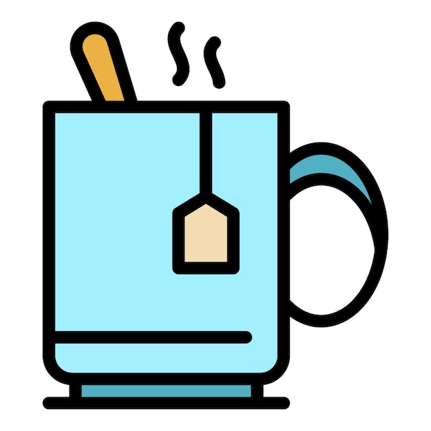 Taza de té icono Contorno taza de té vector icono color plano aislado
