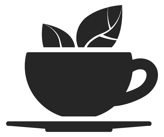 Taza de té icono negro Hojas con sabor en taza de cerámica