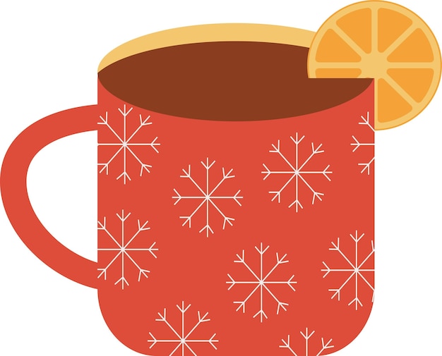 Taza de té de ilustración de invierno taza de té de ilustración linda con limón estado de ánimo acogedor de navidad