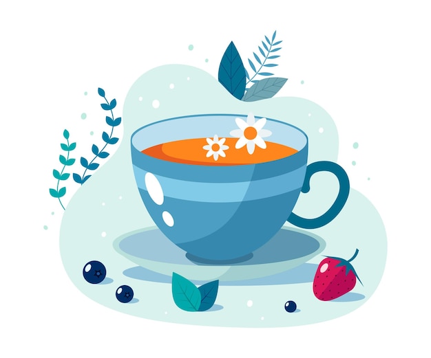 Taza de té ilustración plana.