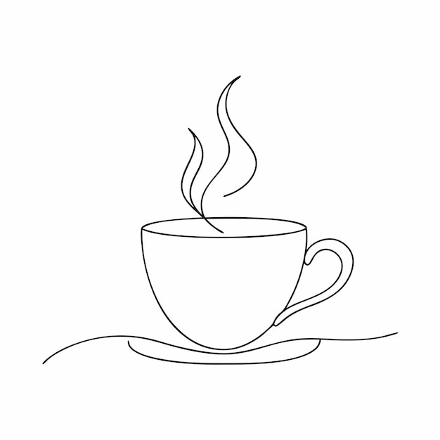 Taza de té Ilustración vectorial de arte de línea contorno de taza de té fondo blanco aislado 1