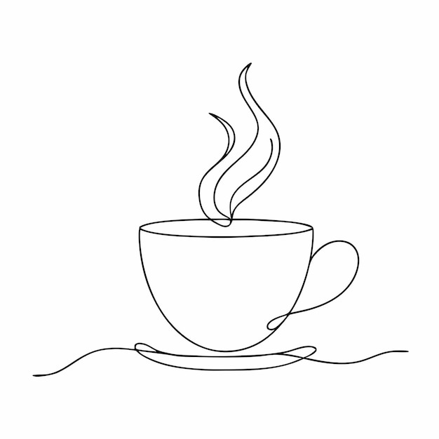 Taza de té Ilustración vectorial de arte de línea contorno de taza de té fondo blanco aislado 24