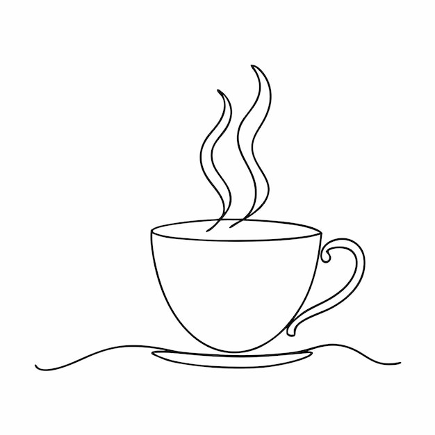 Taza de té Ilustración vectorial de arte de línea contorno de taza de té fondo blanco aislado 2