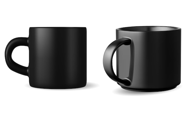 Taza de té negro plantilla de taza de café de porcelana aislada