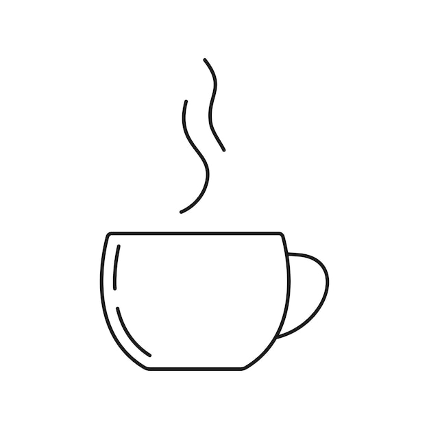 Vector taza de té o café caliente icono de contorno negro simple taza abstracta con vapor moderno logotipo de café de moda ...