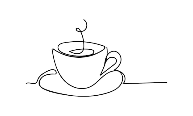 Taza de té o café. Dibujo lineal. - ilustración vectorial.